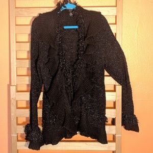 Lane Bryant Black 18/20 Ruffle Cardigan Coat